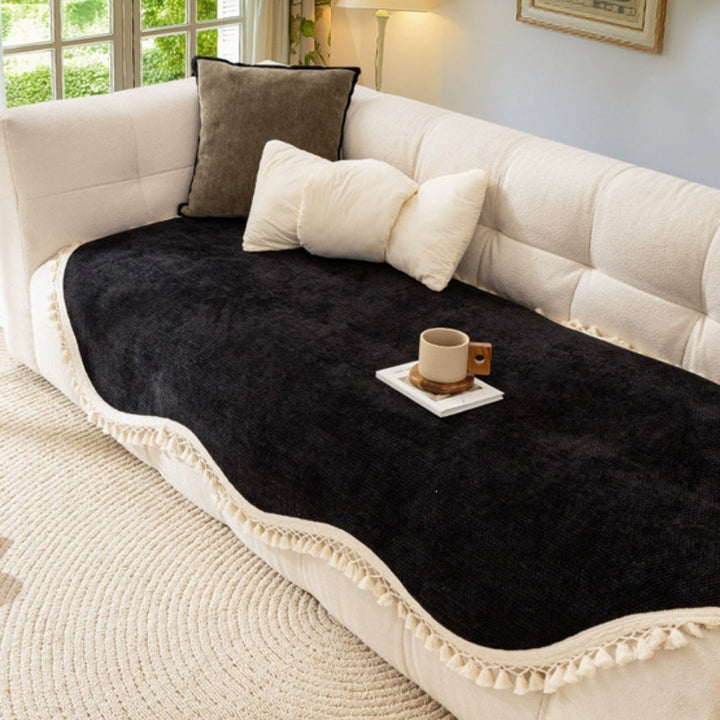 Lisslune | Luxury Chenille Woven Texture Tassel Sofa Cover
