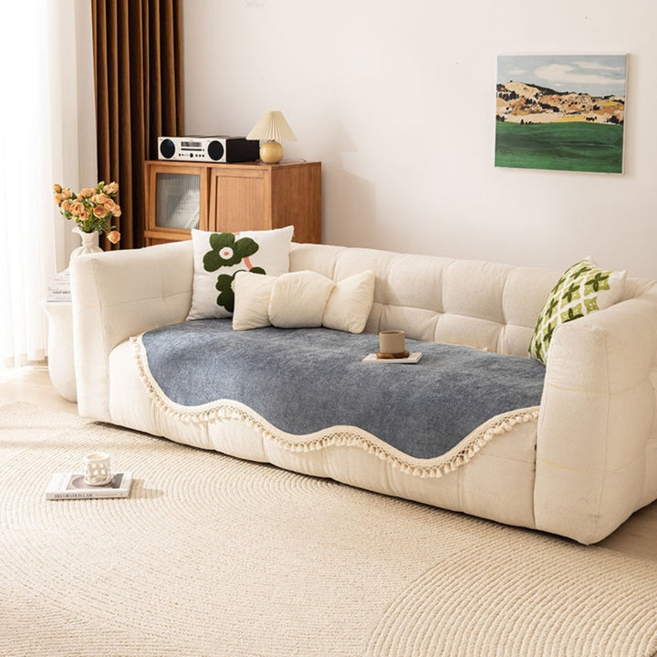 Lisslune | Luxury Chenille Woven Texture Tassel Sofa Cover
