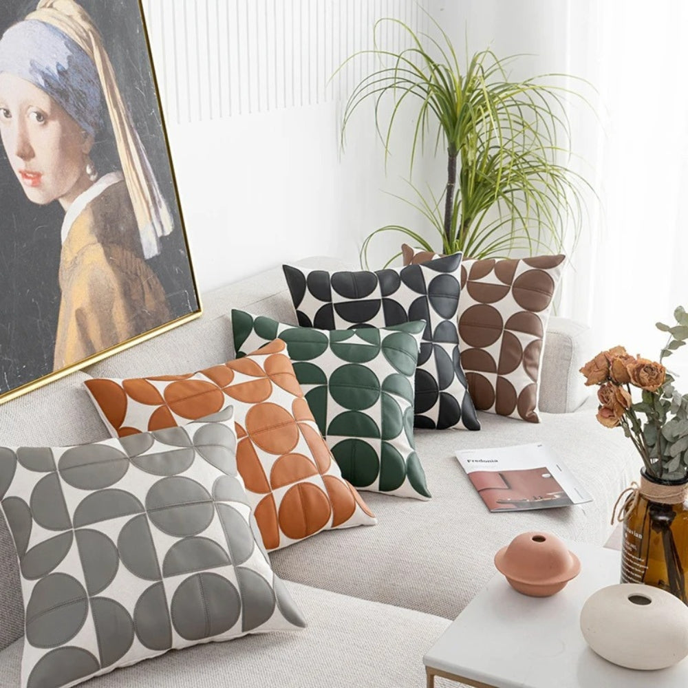 Lisslune | Luxury Embroidered Synthetic Leather Sofa Cushion Cover