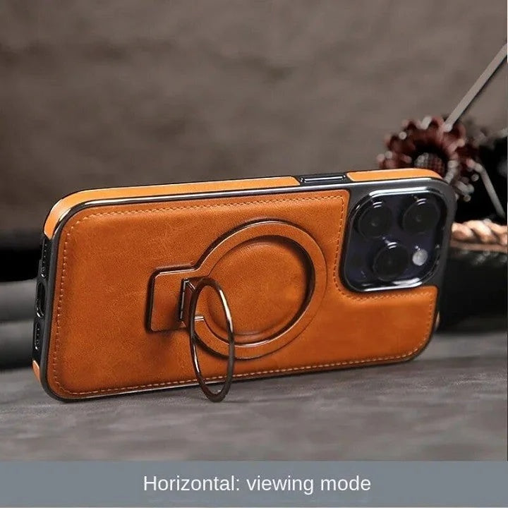 Lisslune | Luxury Leather Invisible Stand iPhone Case