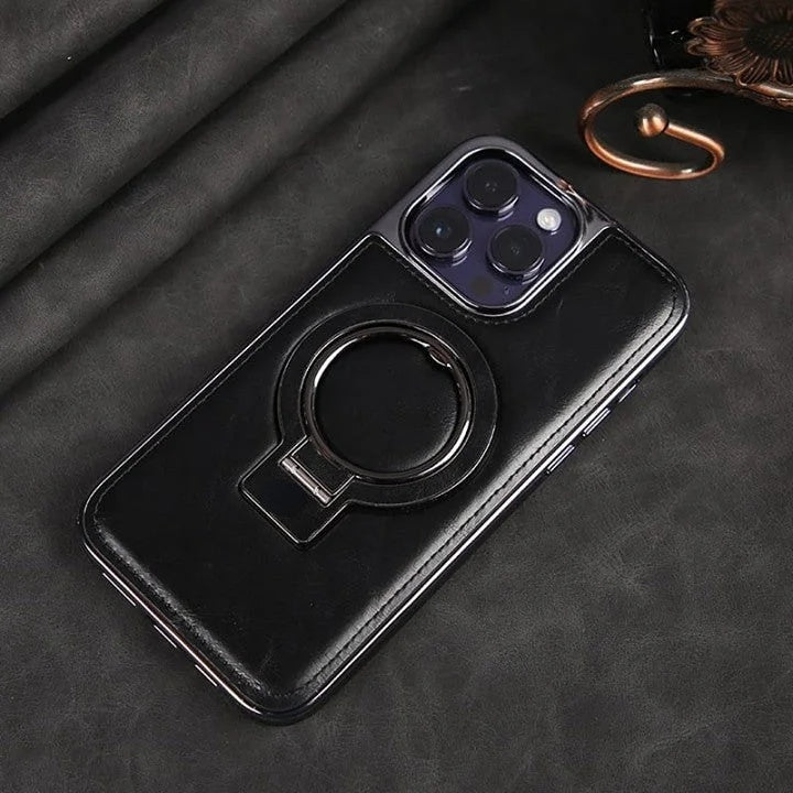 Lisslune | Luxury Leather Invisible Stand iPhone Case