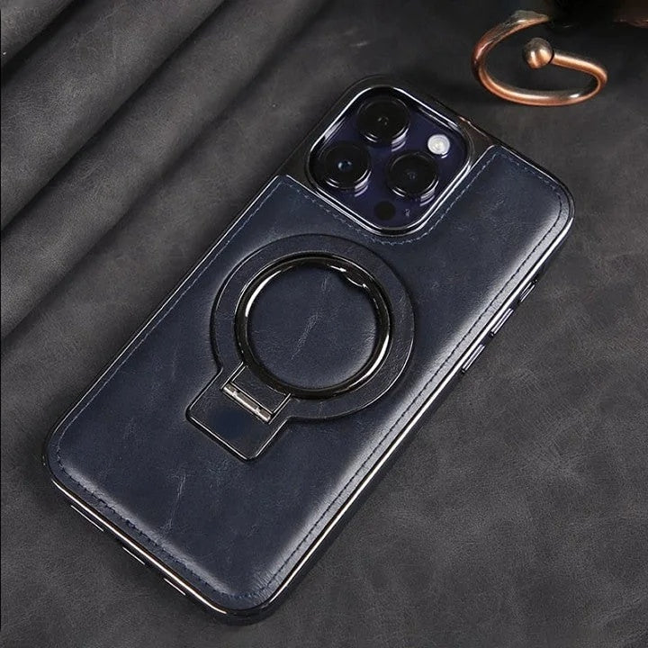 Lisslune | Luxury Leather Invisible Stand iPhone Case