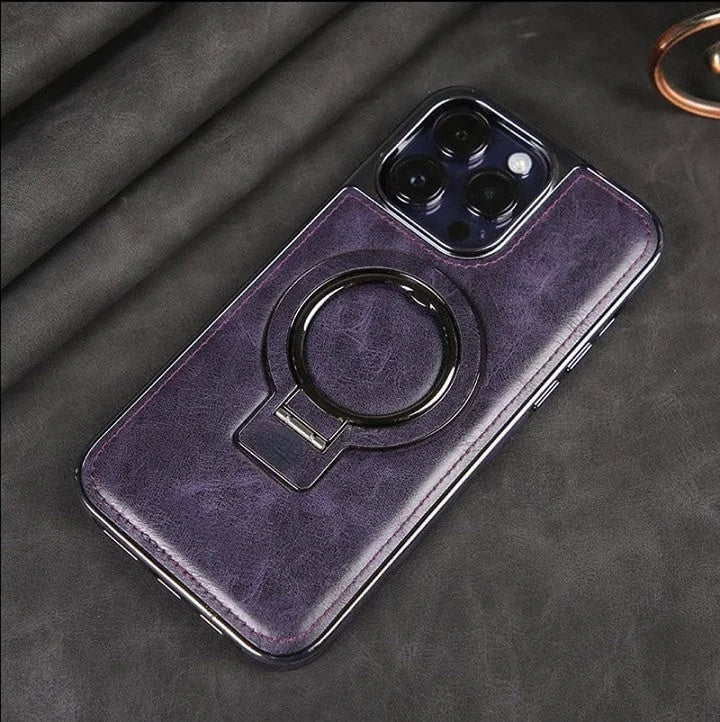 Lisslune | Luxury Leather Invisible Stand iPhone Case