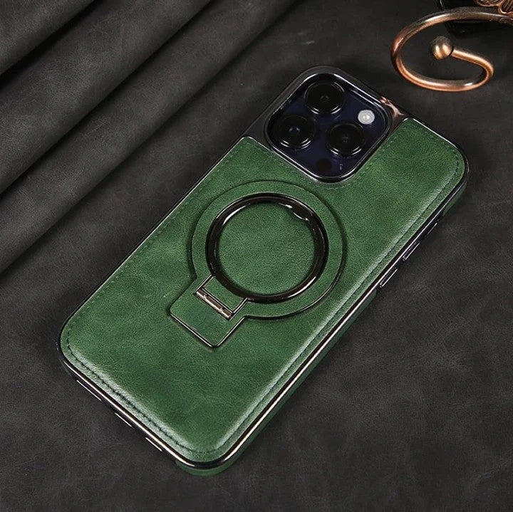 Lisslune | Luxury Leather Invisible Stand iPhone Case