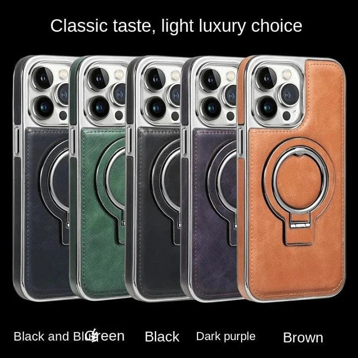 Lisslune | Luxury Leather Invisible Stand iPhone Case