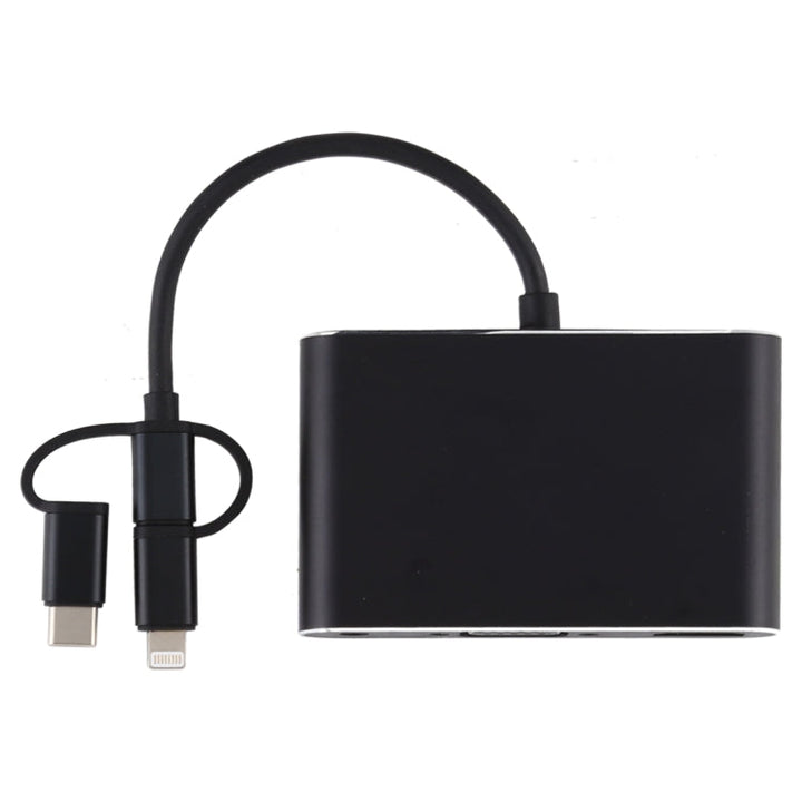 Lisslune | 3 in 1 8 Pin + Micro USB + Type-C to AV + HDMI + VGA 15 Pin HD Screen Player Adapter Converter with Audio