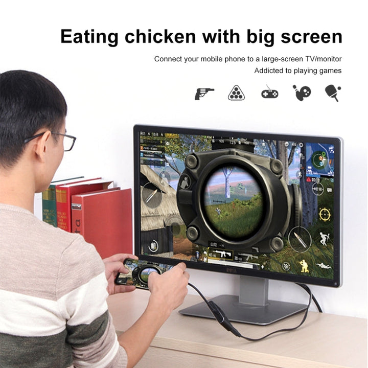 Lisslune | 3 in 1 8 Pin + Micro USB + Type-C to AV + HDMI + VGA 15 Pin HD Screen Player Adapter Converter with Audio