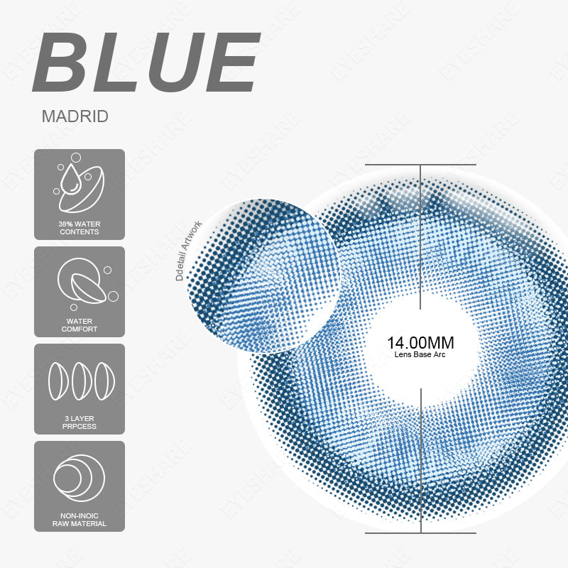 Rynx Cosplay Madrid Blue 14.0mm 1 Pair | 1 Year