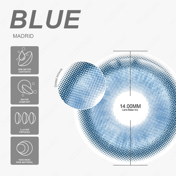 Rynx Cosplay Madrid Blue 14.0mm 1 Pair | 1 Year