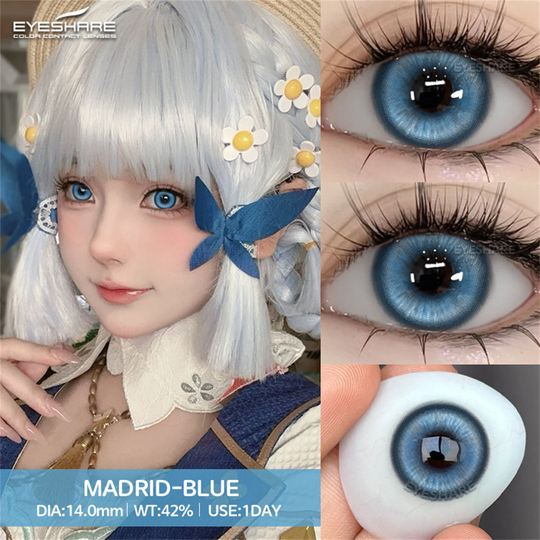 Rynx Madrid Blue 1 Day Use I 14.0mm, 10 pcs=5 pairs, Cosplay