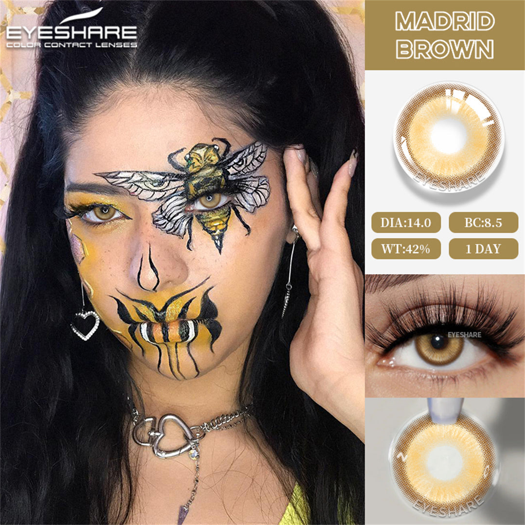 Rynx Madrid Brown 1 Day Use I 14.0mm, 10 pcs = 5 pairs, Cosplay