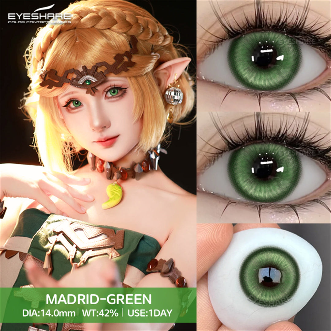 Rynx Madrid Green 1 Day Use I 14.2mm, 10 pieces=5 pairs