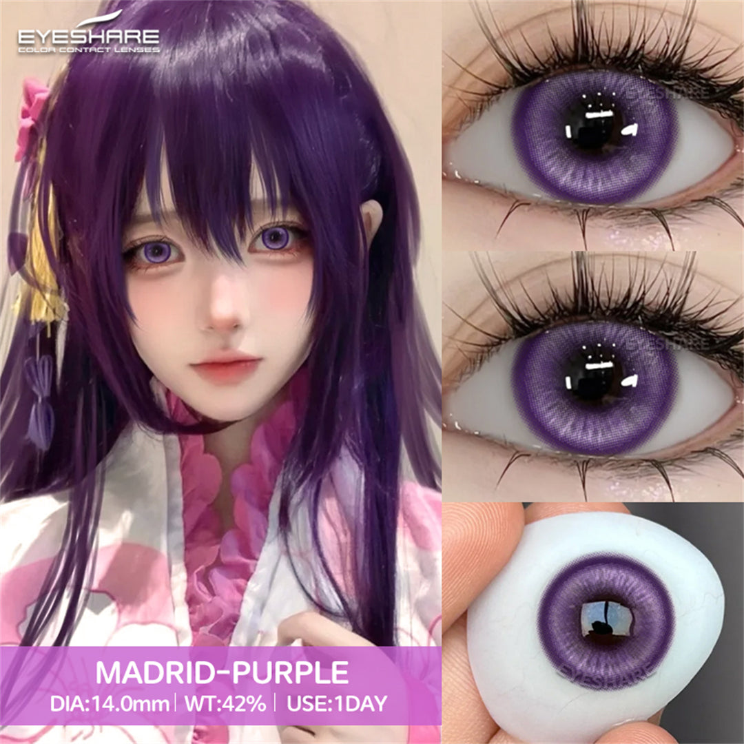 Rynx Madrid Lilac 1 Day Use I 14.0mm, 10 pcs = 5 pairs, Cosplay