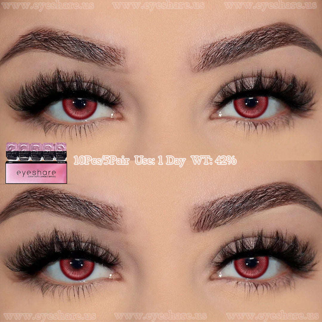 Rynx Madrid Red 1 Day Use I 14.0mm, 10 pieces=5 pairs, Cosplay