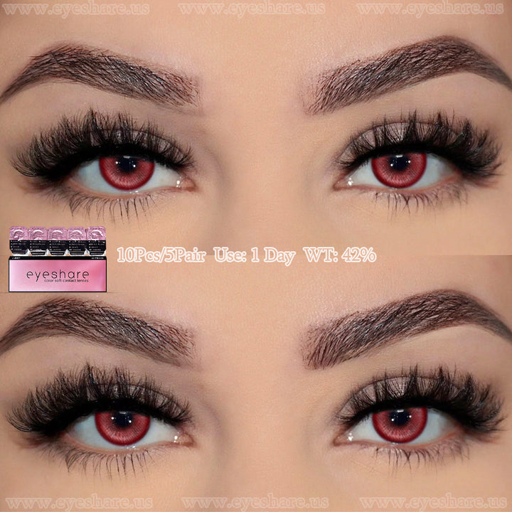 Rynx Madrid Red 1 Day Use I 14.0mm, 10 pieces=5 pairs, Cosplay