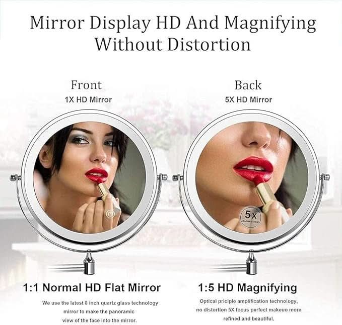 Lisslune | LED magnifying mirror with adjustable lighting and rechargeable battery