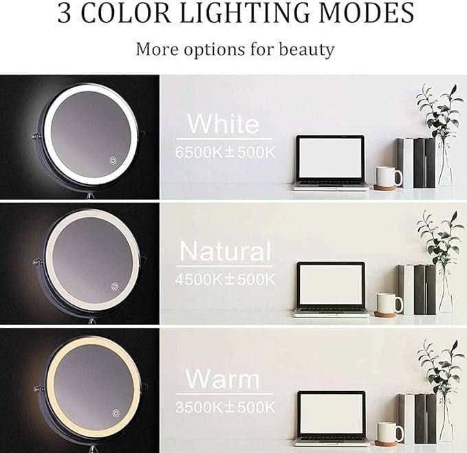 Lisslune | LED magnifying mirror with adjustable lighting and rechargeable battery