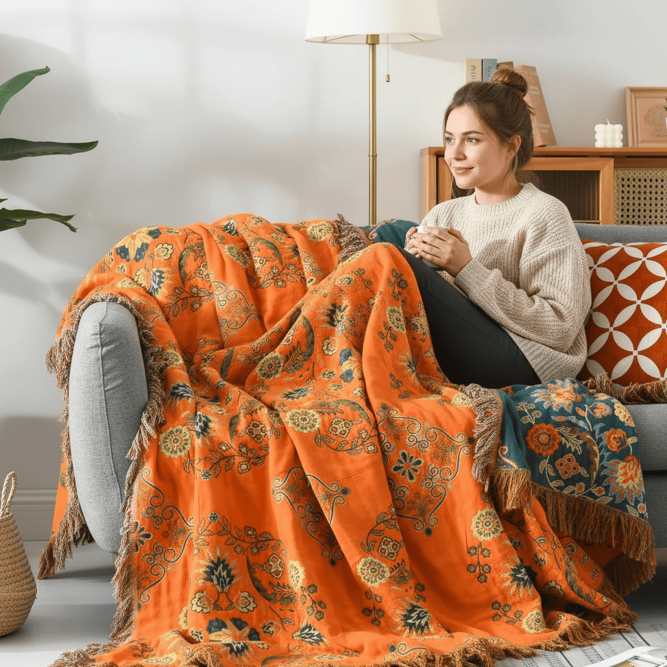 Lisslune | Reversible blanket in Marigold design for cozy warmth