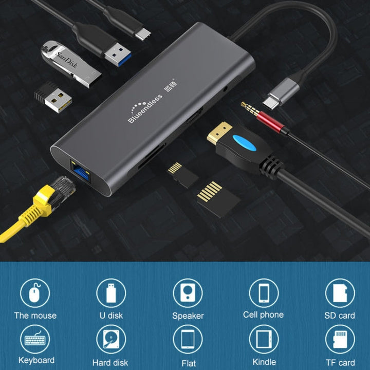 Lisslune | Blueendless 9 In 1 Multifunction Type-C / USB-C HUB Expansion Dock