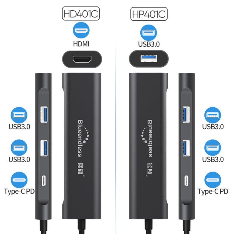 Lisslune | Blueendless 4 In 1 Multifunction Type-C / USB-C to HDMI + PD + Dual USB 3.0 HUB Expansion Dock