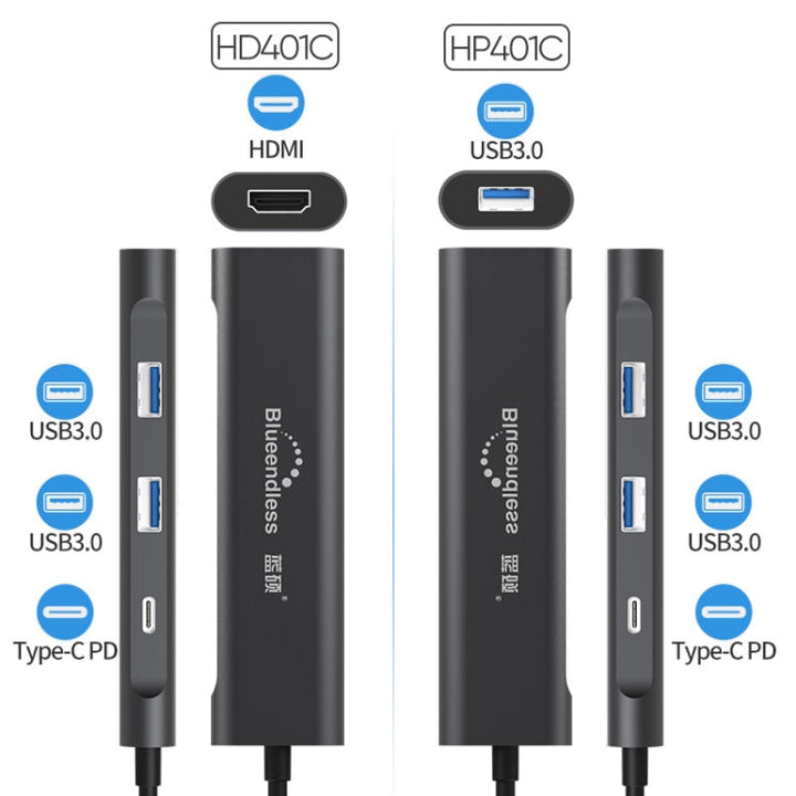 Lisslune | Blueendless 4 In 1 Multifunction Type-C / USB-C to HDMI + PD + Dual USB 3.0 HUB Expansion Dock