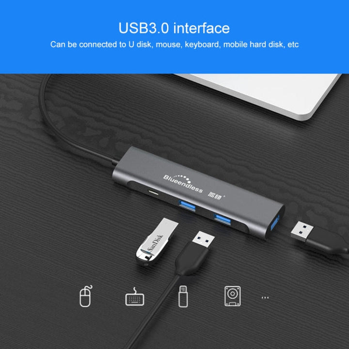 Lisslune | Blueendless 4 In 1 Multifunction Type-C / USB-C to HDMI + PD + Dual USB 3.0 HUB Expansion Dock