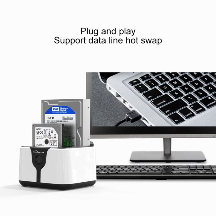 Lisslune | Blueendless 2.5 / 3.5 inch SATA USB 3.0 2-Bay Hard Drive Dock (EU Plug)