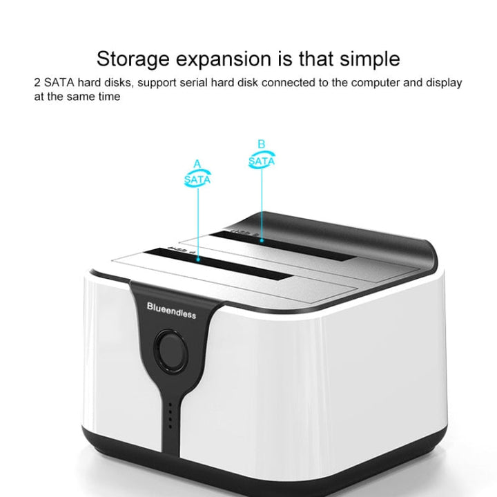 Lisslune | Blueendless 2.5 / 3.5 Inch SATA USB 3.0 2 Bay Hard Drive Dock (UK Plug)