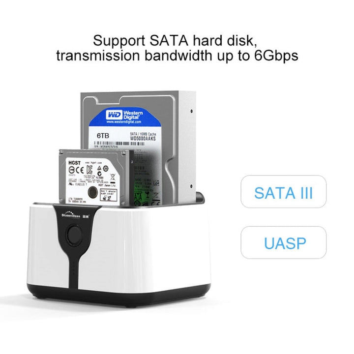 Lisslune | Blueendless 2.5 / 3.5 inch SATA USB 3.0 2 Bay Hard Drive Dock (US Plug)