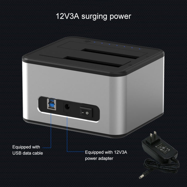 Lisslune | Blueendless 2.5 / 3.5 Inch SATA USB 3.0 2 Bay Offline Copy Hard Drive Dock (UK Plug)
