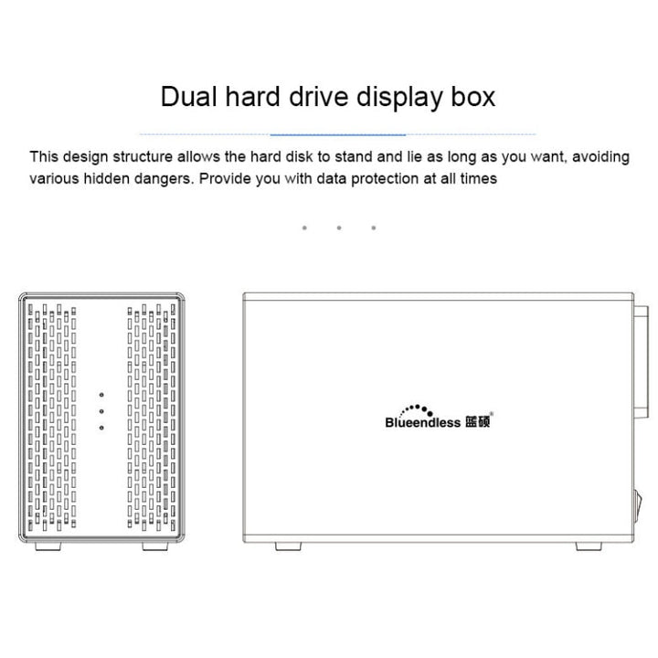 Lisslune | Blueendless USB-B interface 3.5 inch 2-Bay RAID combination array HDD external enclosure (UK plug)
