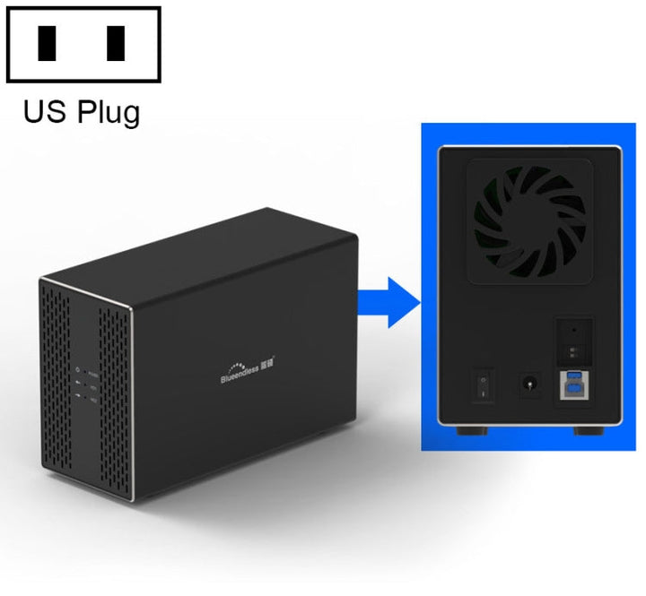 Lisslune | Blueendless USB-B interface 3.5 inch 2-Bay RAID combination array HDD external case (US plug)