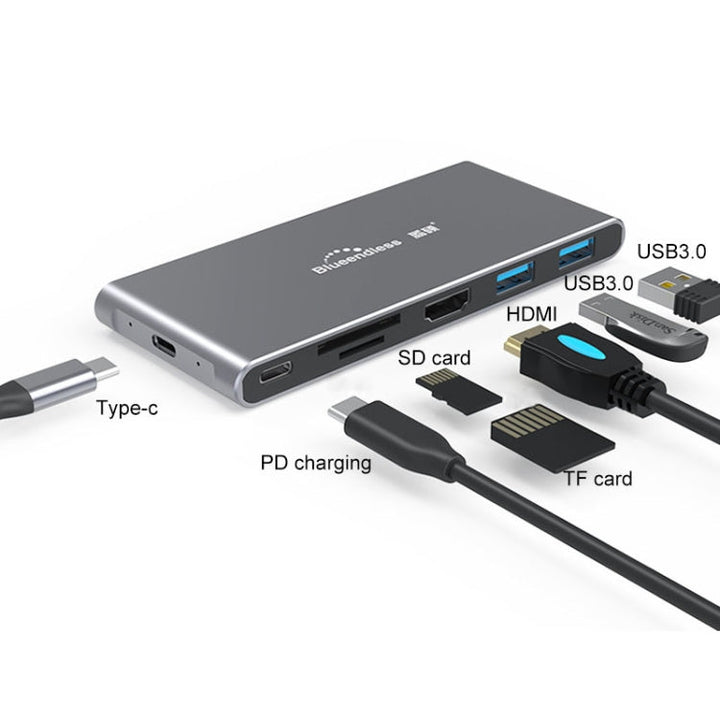 Lisslune | Blueendless 6 In 1 Multifunction Type-C / USB-C HUB Expansion Dock M.2 NGFF Solid State Drive