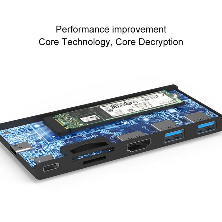 Lisslune | Blueendless 6 In 1 Multifunction Type-C / USB-C HUB Expansion Dock M.2 NGFF Solid State Drive