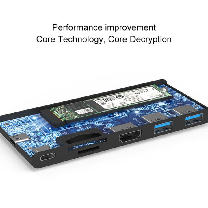 Lisslune | Blueendless 6 In 1 Multifunction Type-C / USB-C HUB Expansion Dock M.2 NGFF Solid State Drive