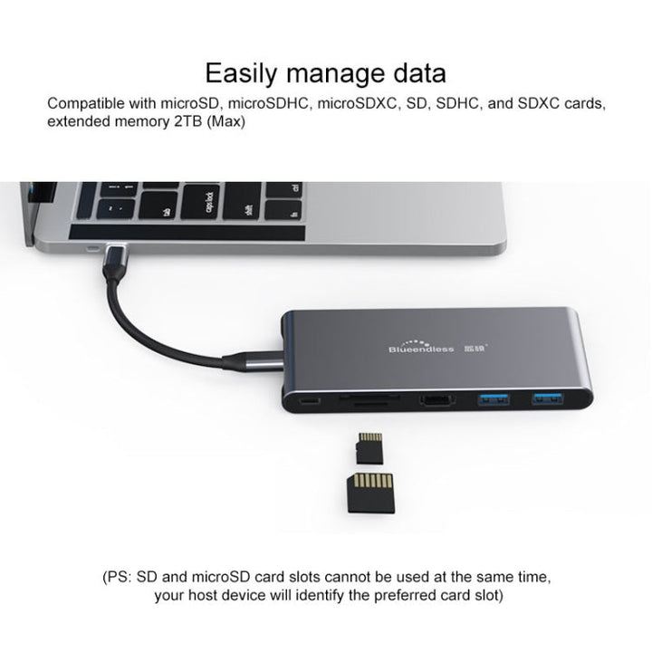 Lisslune | Blueendless 6 In 1 Multifunction Type-C / USB-C HUB Expansion Dock M.2 NGFF Solid State Drive