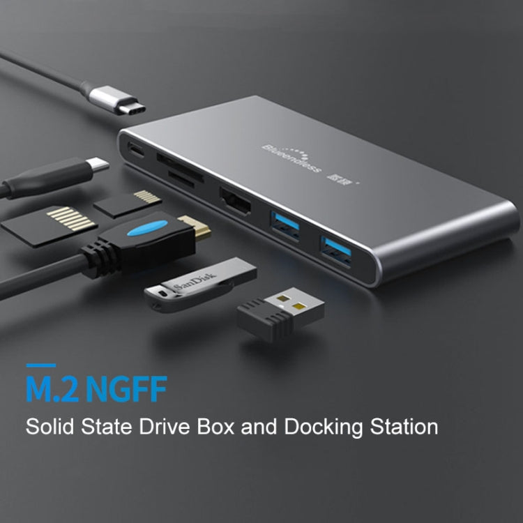 Lisslune | Blueendless 6 In 1 Multifunction Type-C / USB-C HUB Expansion Dock M.2 NGFF Solid State Drive