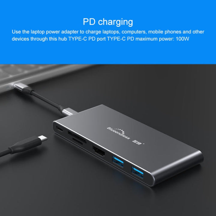 Lisslune | Blueendless 6 In 1 Multifunction Type-C / USB-C HUB Expansion Dock M.2 NGFF Solid State Drive