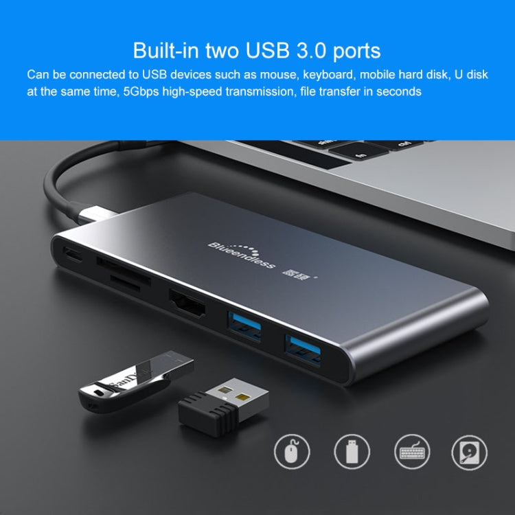 Lisslune | Blueendless 6 In 1 Multifunction Type-C / USB-C HUB Expansion Dock M.2 NGFF Solid State Drive