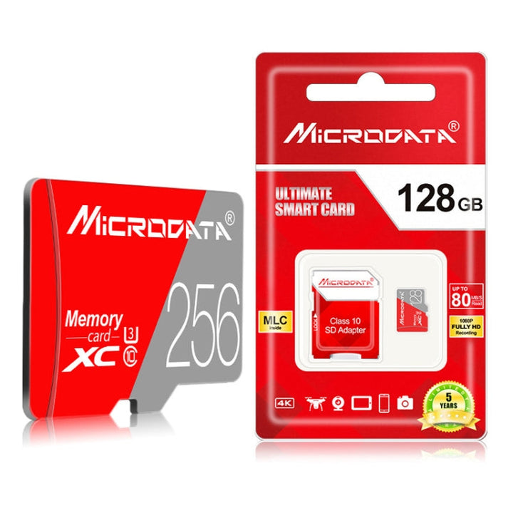 Lisslune | MICRODATA 256GB Class 10 Red and Gray TF (Micro SD) Memory Card