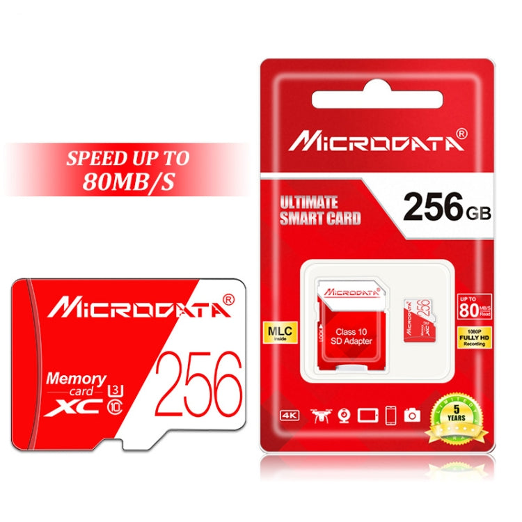 Lisslune | MICRODATA 256GB High Speed U3 Red and White TF(Micro SD) Memory Card