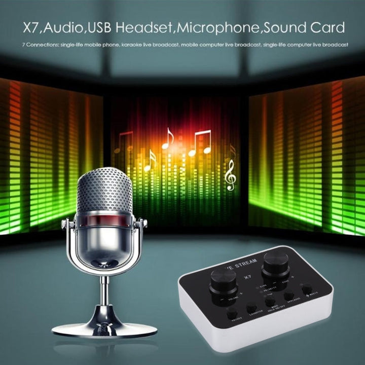 Lisslune | X7 Live Broadcast Audio USB Headset Microphone Webcast Entertainment Streamer Sound Card for Phone, Computer PC