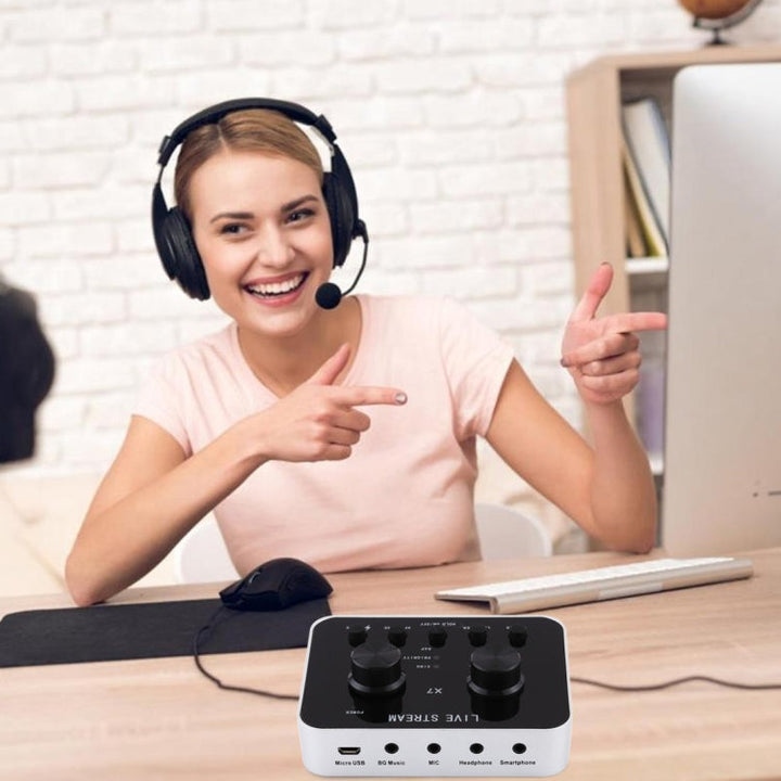 Lisslune | X7 Live Broadcast Audio USB Headset Microphone Webcast Entertainment Streamer Sound Card for Phone, Computer PC