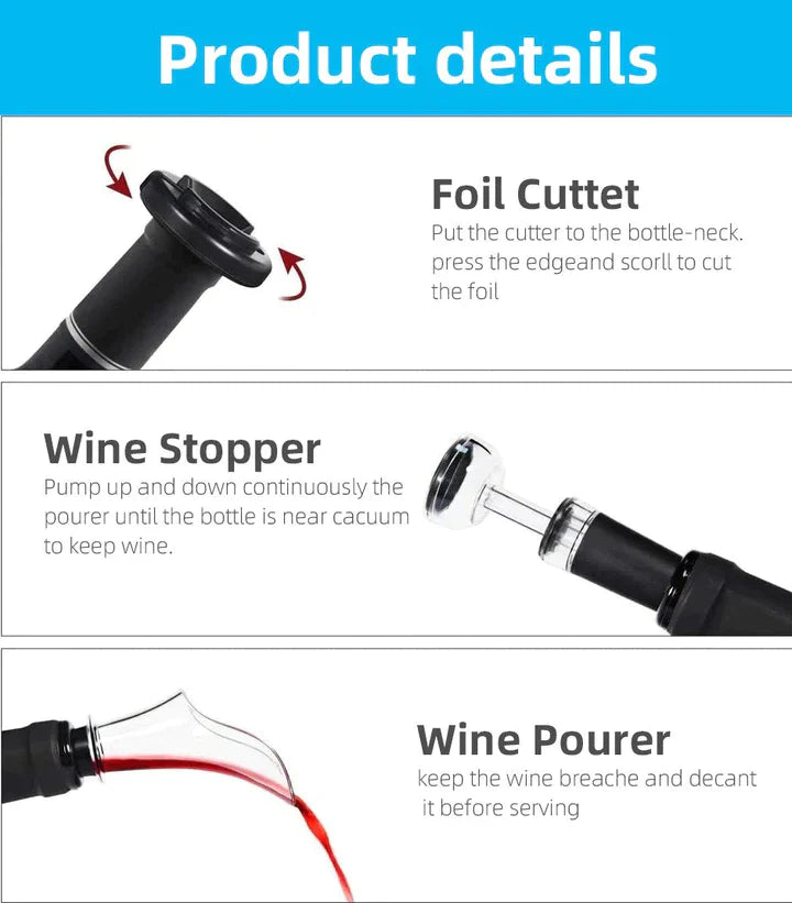 Lisslune | Wineson Professional Wine Opener | 3 in 1 Automatic Set