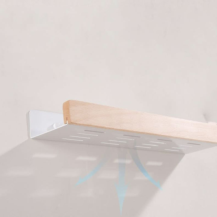 Lisslune | Woodify Towel Rack – No-Drill Wall-Mounted Shower Shelf with Wooden Accents