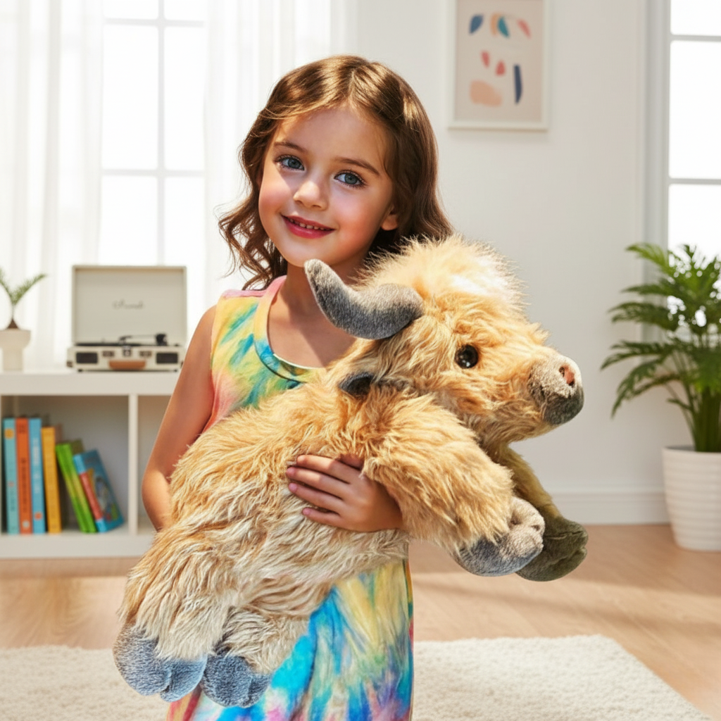 Lisslune | Cozy Highland Cattle Plush Toy for Kids and Adults