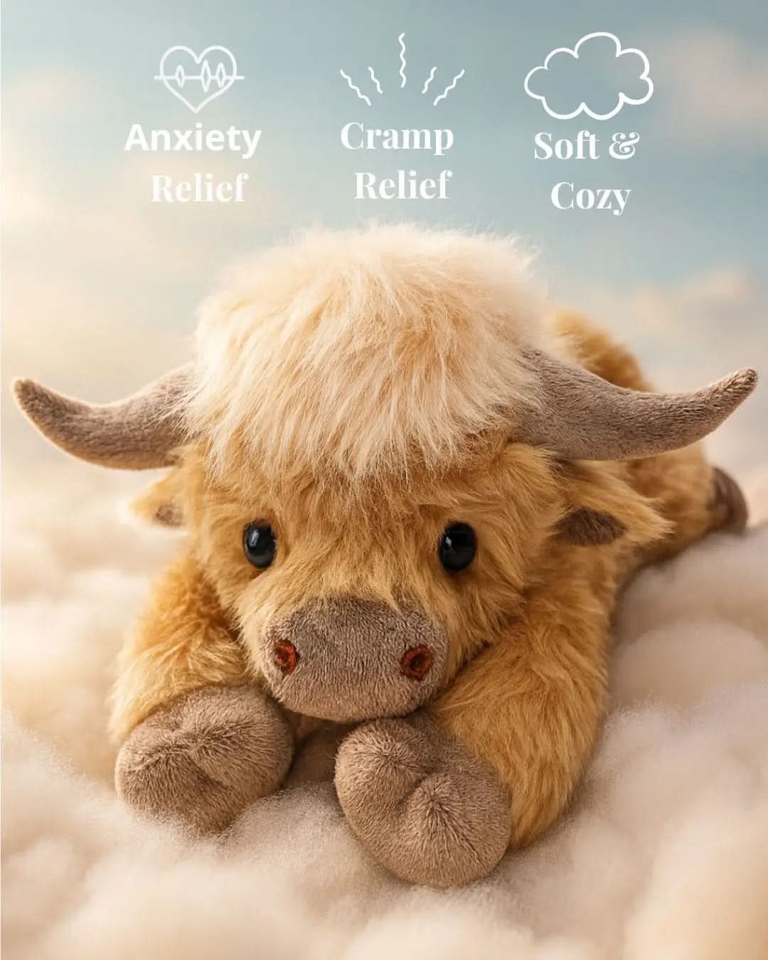 Lisslune | Cozy Highland Cattle Plush Toy for Kids and Adults