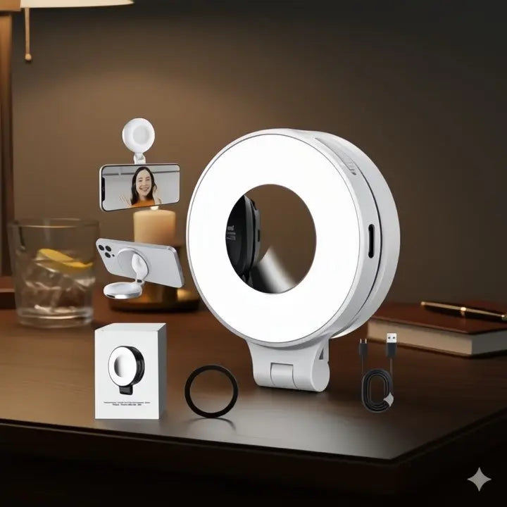 Lisslune | LumiClip Portable Selfie Ring Light with Clamp – Magnetic and Rechargeable