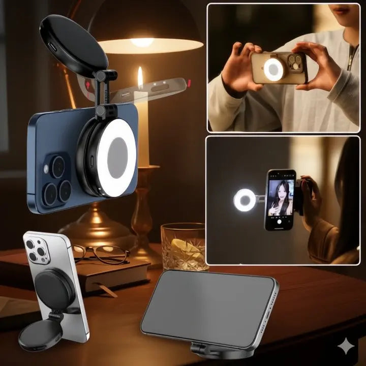 Lisslune | LumiClip Portable Selfie Ring Light with Clamp – Magnetic and Rechargeable