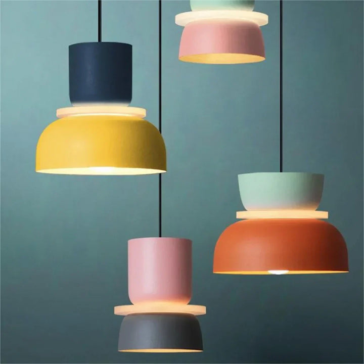 Lisslune | Nordic Color Block Pendant Light Fixture - Modern Hanging Lamp for Kitchen & Dining Room
